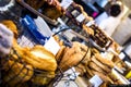 Bakery counter full of delicious pastries