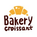 Bakery croissant product logo and icon with lettering