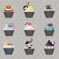 Bakery Cupcake On Halloween Icon - Vector