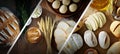 bakery delights artistic collage of delicious treats, divided by white vertical lines