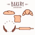 Bakery and Dessert Icon Set, Collection, Logo, Sign, Line Art, Emblem, Flat Vector Design Set Royalty Free Stock Photo