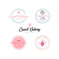 Bakery and Dessert Logo, Sign, Collection, Emblem, Flat Vector Design Set