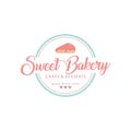 Bakery and Dessert Logo, Sweet Bakery Shop Logo, Sign, Flat Design Vector Royalty Free Stock Photo