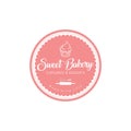 Bakery and Dessert Logo, Sweet Bakery Shop Logo, Sign, Flat Design Vector Royalty Free Stock Photo