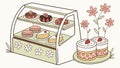 Bakery Display Case with Assorted Pastries, vector design Generative AI Royalty Free Stock Photo