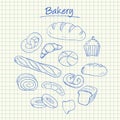 Bakery doodles - squared paper