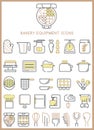 Bakery equipment icons set