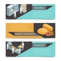 Bakery Factory Isometric Banner Set