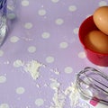 Bakery flour egg red cup Royalty Free Stock Photo