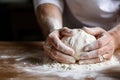 Bakery food chef knead flour table kitchen bread baker cook homemade dough Royalty Free Stock Photo