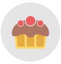 Bakery food, cupcake Isolated Color Vector Icon that can be easily modified or edit.