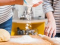 Bakery food pastry cooking pouring flour dough