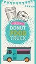 Bakery food truck illustration - cake, donut, croissant, cupcake