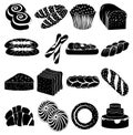 Bakery foods icons set Royalty Free Stock Photo