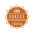 Bakery, daily fresh logo template, estd 1963, bread shop badge retro food label design vector Illustration Royalty Free Stock Photo