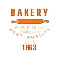 Bakery fresh product, best quality, estd 1963 logo template bread shop badge retro food label design vector Illustration Royalty Free Stock Photo