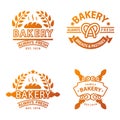 Bakery gold badge icon fashion modern style wheat vector retro food label design element .