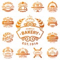 Bakery gold badge icon fashion modern style wheat vector retro food label design element isolated.