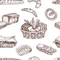 Bakery Hand Drawn Seamless Pattern