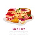 Bakery homemade berries pies dessert vector illustration isolated pie tart.