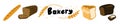 Bakery horizontal banner. White wheat and brown bran bread. Different types assortment shop. Hand drawn sketch. Vector