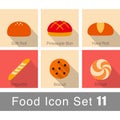 Bakery icon set, bread, biscuit snack icon set design, vector illustration
