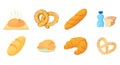 Bakery icon set, cartoon style