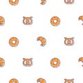 Bakery icons seamless vector pattern. Bakery shop branding background for banners, wrap paper and packaging.