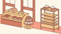 Bakery Interior with Fresh Breads, Artisan Confections and Warm Atmosphere, vector design Generative AI Royalty Free Stock Photo