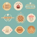 Bakery Labels Set, Bread, Vintage Illustration