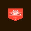 Bakery logo badge. Bakery orange emblem. Vintage bakery logo with birds. Royalty Free Stock Photo