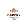 Bakery logo design , premium quality , vintage style with bread and wheat symbol