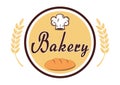 Bakery logo. Bred, hat, wheat spice. bakery circle logo