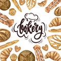 Bakery logo in frame of bread. Royalty Free Stock Photo