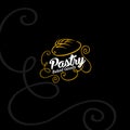 Bakery logo Pastry logo. Bread and spike on dark background.