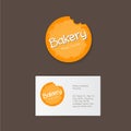 Bakery logo. Yellow bitten circle as bread on a dark background.