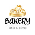 Bakery logotype badge label with hand drawn doodle elements