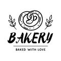 Bakery logotype badge label with hand drawn doodle elements