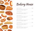 Bakery Menu Design with Baked Food Like Bread Loaf and Sweet Pastry Vector Template Royalty Free Stock Photo