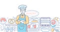 Bakery - modern line design style colorful illustration