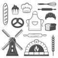 Bakery Monochrome Elements Set Royalty Free Stock Photo
