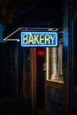 Bakery neon sign, in the East Village, Manhattan, New York City Royalty Free Stock Photo