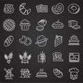 Bakery outline icons set on black background for graphic and web design, Modern simple vector sign. Internet concept. Trendy