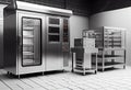 Bakery oven in the work room. Generative AI.