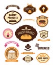 Bakery pastry labels, badges, ribbons, cards and design elements