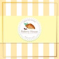 Bakery, pastry shop label, logo, flyer template with croissant illustration and lettering. bakeshop background in retro Royalty Free Stock Photo