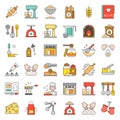 bakery and pastry shop related flat design icon set editable stroke