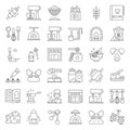 Bakery and pastry shop related outline icon set editable stroke