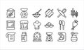 bakery and pastry shop vector icon bundle set in simple outline style