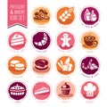 Bakery, patisserie icon set